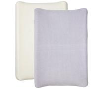Babycalin - 2 Housses matelas à langer 50x70 cm Écru/Lilas - Housse matelas à langer Universelle en éponge 100% Coton - Bords élastiques - Housses de matelas à langer Facile à installer et à laver