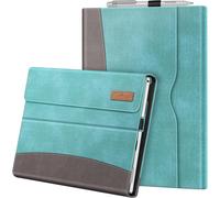 Housse pour Microsoft Surface Pro 7+/Surface Pro 7/Pro 6/Pro 5/Pro 4/Pro 3 - Coque Multi-Angle Ajustables Etui de Protection Fermeture Magn¿¿tique Cover avec Poche de Documents, Denim Turquoise