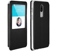 Housse OnePlus 6 Etui Coque Clapet à Fenêtre Fonction Stand Coque Rigide Noir