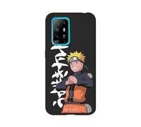Housse pour OPPO A94 5G Officiel Naruto, Texte japonais blanc pour protéger votre téléphone portable, coque en silicone liquide noir souple avec licence officielle