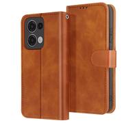 Housse pour Oppo Reno 13 Portefeuille avec Languette Magnétique Marron