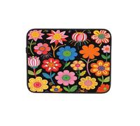 Housse pour ordinateur portable 10" Motif floral coloré Art folk foncé