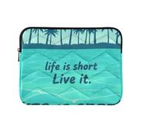 Housse pour ordinateur portable 13-14" en polyester avec fermeture éclair Live It Life is Short - Pour le travail, les voyages