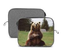 Housse pour ordinateur portable, 13 et 14 pouces Hi Bear assis sur la pelouse imprimée résistante à l'eau sac de transport pour ordinateur
