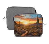 Housse pour ordinateur portable, 13 et 14 pouces Saguaros au coucher du soleil imprimé résistant à l'eau sac de transport pour ordinateur