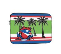 Housse pour Ordinateur Portable 13 Pouces, Motif Drapeau de Porto Rico, Grenouilles et Palmiers, Antichoc et Portable - Étui léger pour Homme et Femme, idéal pour Les Voyages d'affaires et Le Bureau