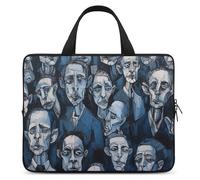 Housse pour ordinateur portable 13" ultra fine, légère et imperméable - En néoprène durable - Avec dragonne - Motif visages bleus et noirs