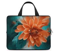 Housse pour ordinateur portable 13" ultra fine, légère et imperméable - En néoprène durable - Avec dragonne - Bleu sarcelle et fleur