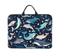 Housse pour ordinateur portable 14" avec fermeture éclair Motif Dolphins-Whales-Swimming-Stars