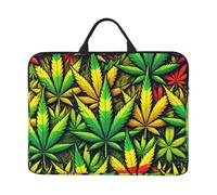 Housse pour ordinateur portable 14" avec fermeture éclair Motif feuilles de cannabis rasta