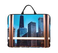 Housse pour ordinateur portable 14" avec imprimé vagues sonores cool - Poignée portable, voyage d'affaires, déplacement, poche pour accessoires, Chicago Reflect, Taille unique