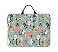 Housse pour ordinateur portable 14" avec motif chats de dessin animé - Poignée portable et fermeture éclair - Idéal pour les voyages, les affaires et le bureau
