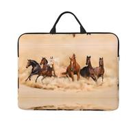 Housse pour ordinateur portable 14" avec motif cheval qui court dans le désert et tempête de sable - Poignée portable et fermeture éclair - Idéal pour les voyages, les affaires et le bureau