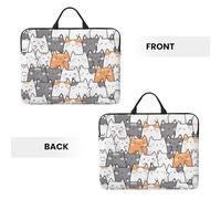 Housse pour ordinateur portable 14" avec poignée de transport et fermeture éclair - Motif chats oranges