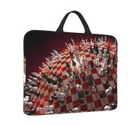 Housse pour ordinateur portable 14" avec poignée de transport et fermeture éclair - Motif échecs internationaux - Idéal pour les voyages, les affaires et le bureau
