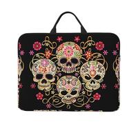 Housse pour ordinateur portable 14" avec poignée de transport - Motif chèvre de la ferme - Idéal pour les voyages d'affaires, les trajets et les voyages, Crâne Jour des Morts, Taille unique