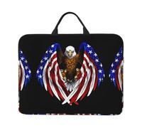 Housse pour ordinateur portable 14" Motif aigle patriotique des États-Unis - Sac de transport pour voyage d'affaires, bureau - Avec bandoulière et porte-documents