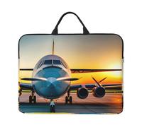 Housse pour ordinateur portable 14" Motif avion au coucher du soleil Pour école, bureau, voyage, usage quotidien