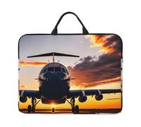Housse pour ordinateur portable 14" Motif avion au coucher du soleil Pour l'école, le bureau, les voyages, usage quotidien