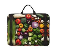 Housse pour ordinateur portable 14" Motif cœurs rouges et feu d'artifice - Poignée portable, voyage d'affaires, déplacement, poche pour accessoires, Présentation de divers légumes, Taille unique