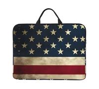 Housse pour ordinateur portable 14" Motif drapeau des États-Unis - Sac de transport pour voyage d'affaires, bureau - Avec bandoulière et porte-documents