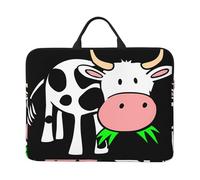 Housse pour ordinateur portable 14" Motif petite vache mignonne - Sac de transport pour voyage d'affaires, bureau - Avec bandoulière et porte-documents