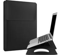 Housse Pour Ordinateur Portable 15 16 Pouces, Étui En Cuir Étanche Avec Support Réglable Compatible Avec Macbook Pro 16/For 15''-16'' Dell Hp Asus Acer Surface Laptop Sleeve -Noir Noir