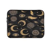Housse pour ordinateur portable 15,6" étanche avec motif yeux et plumes dorées pour femme Noir