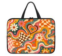 Housse pour ordinateur portable 17" Motif floral rétro tourbillon | Grande housse Oxford avec doublure douce, protection rembourrée, poignées, coupe ajustée pour ordinateurs portables de 17,3"