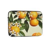 Housse pour ordinateur portable avec imprimé fleurs jaunes et fruits oranges, protection portable compacte pour appareils de 13", tablette, travail, voyage et utilisation au bureau