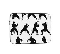 Housse pour ordinateur portable avec imprimé silhouettes d'arts martiaux, protection compacte et portable pour appareils de 12", tablette, travail, voyage et utilisation au bureau