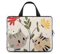 Housse pour ordinateur portable avec poignée et deux chats pour ordinateur portable de 12 à 17 pouces