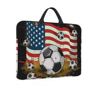Housse pour ordinateur portable avec poignée et motif drapeau américain de football