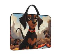 Housse pour ordinateur portable avec poignée et motif teckels « I Love My Dog » - Résistante à l'eau