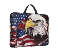Housse pour ordinateur portable avec poignée Motif aigle à tête blanche Drapeau américain Résistant à l'eau