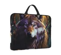Housse pour ordinateur portable avec poignée - Motif loups et attrape-rêves - Résistante à l'eau