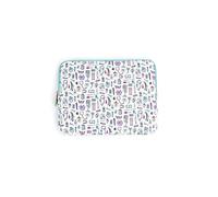 Housse pour Ordinateur Portable Blanche jusqu'à 16 "de la Marque Enfermera en Apuros, avec Un Dessin d'accessoires de Soins et Une Tirette en PVC en Forme d'infirmière.