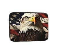 Housse pour ordinateur portable de 10 pouces, imperméable, résistante aux chocs, housse de transport légère pour ordinateur portable, motif aigle à tête blanche et drapeau des vétérans