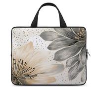 Housse pour ordinateur portable de 10 pouces ultra fine et imperméable à rayures beiges et blanches, sacoche de protection portable avec dragonne
