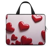 Housse pour ordinateur portable de 10 pouces - Ultra fine et imperméable - Motif cœurs rouges - Avec dragonne