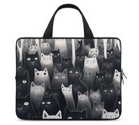 Housse pour ordinateur portable de 10 pouces - Ultra-fine - Étanche - Avec dragonne - Motif chats noirs