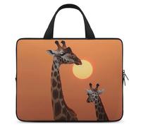 Housse pour ordinateur portable de 10 pouces, ultra fine, étanche, avec dragonne Motif girafe au coucher du soleil
