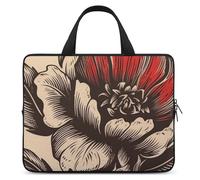 Housse pour ordinateur portable de 10 pouces, ultra fine, légère et imperméable, en néoprène durable, avec dragonne, motif fleurs noires et rouges