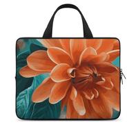 Housse pour ordinateur portable de 10" ultra fine, légère et imperméable - En néoprène durable - Avec dragonne - Bleu sarcelle et fleur
