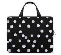 Housse pour ordinateur portable de 10" ultra fine, légère et imperméable - En néoprène durable - Avec dragonne - Motif à pois noirs et blancs