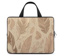 Housse pour ordinateur portable de 12 pouces - Ultra fine et imperméable - Motif feuille beige - Avec dragonne