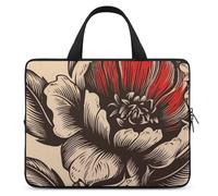 Housse pour ordinateur portable de 12 pouces, ultra fine, légère et imperméable, en néoprène durable, avec dragonne, motif fleurs noires et rouges