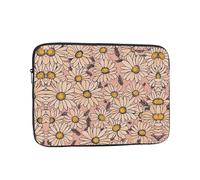 Housse pour ordinateur portable de 12" - Résistante à l'eau - Compatible avec homme et femme - Motif marguerites dessinées