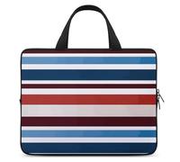 Housse pour ordinateur portable de 12", ultra fine, légère et imperméable, en néoprène durable, motif rayures rouges, bleues, blanches et grises