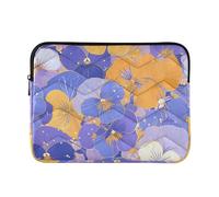 Housse pour ordinateur portable de 13 à 14 pouces avec doublure douce, motif fleurs abstraites, orange, violet, pensées, mallette, sac de transport pour homme et femme